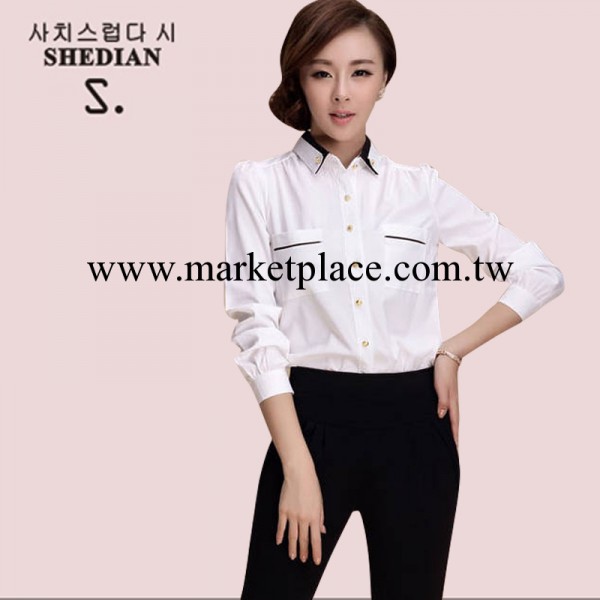 韓版時尚白領長袖襯衫女式雪紡衫E1132批發・進口・工廠・代買・代購