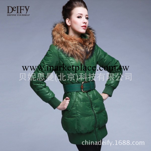 Deify冬裝手工編織羽絨衣女潮 中長款修身大毛領 加厚女士羽絨衣工廠,批發,進口,代購
