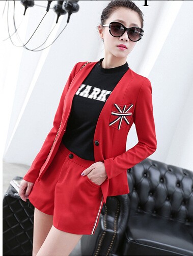 2014秋裝新款韓版女式套裝西裝領直筒短褲西裝套裝女支持一件代發批發・進口・工廠・代買・代購