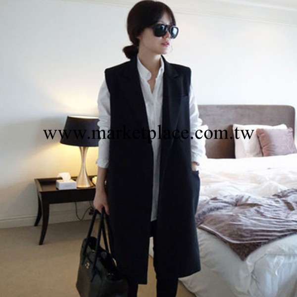 外貿原單秋款新款女裝韓國代購時尚純色修身西裝女式無袖西服工廠,批發,進口,代購