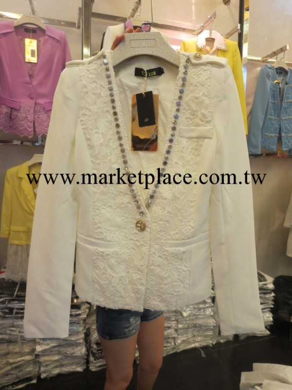 歐洲站2014小西服女裝鑲鉆柳釘修身小西裝工廠,批發,進口,代購