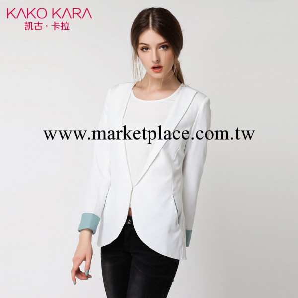 【KAKO KARA】時尚歐美女裝外套 純色中長款暗扣女式小西裝YZ348工廠,批發,進口,代購