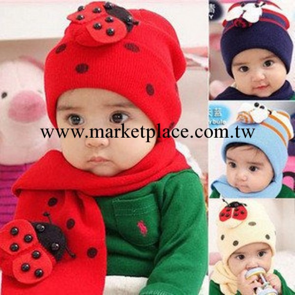 嬰兒童冬帽寶寶蜜蜂造型帽子+圍巾二件套裝卡通蜜蜂帽工廠,批發,進口,代購