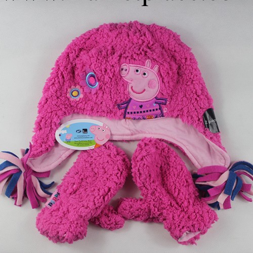 英國佩佩豬女童帽子手套兩件套peppapig粉紅豬小妹秋冬款女童工廠,批發,進口,代購
