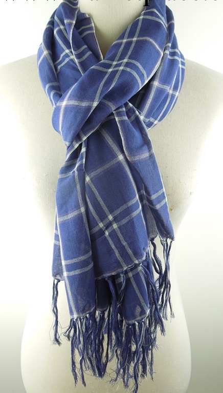 2014速賣通代發 時尚男士全棉格子帶流蘇圍巾 scarf PG672工廠,批發,進口,代購