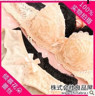 日系宮廷唯美花朵蕾絲性感胸罩套裝調整型三排扣可愛內衣批發・進口・工廠・代買・代購