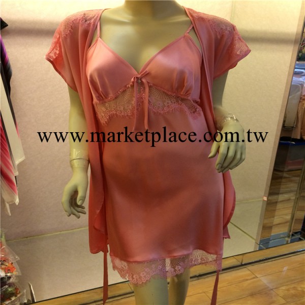 批發2014高貴睡衣時尚吊帶百分百真絲鏤空蕾絲粉紅衣裙兩件套睡裙工廠,批發,進口,代購