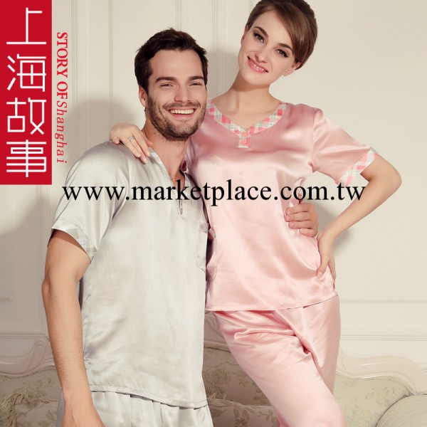 上海故事兩件套真絲睡衣 女夏款100%桑蠶絲睡衣套裝 情侶絲綢睡衣批發・進口・工廠・代買・代購