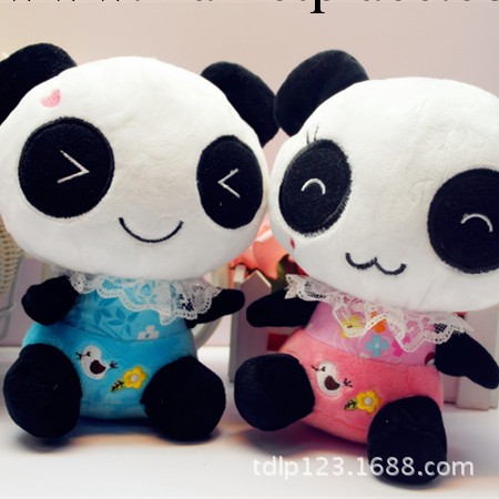 毛絨玩具玩偶可愛賣萌害羞大眼成對熊貓工廠,批發,進口,代購