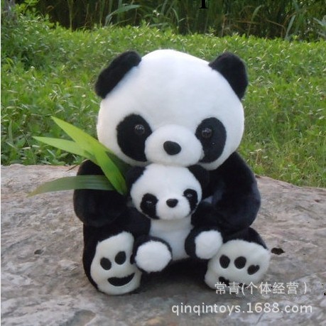 大熊貓抱竹子 母子熊貓公仔 可愛娃娃毛絨玩具兒童節生日禮物工廠,批發,進口,代購