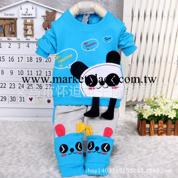 2014新款爆款熱銷秋童裝 小童韓版男女兒童套裝 童雨卡通熊貓1642工廠,批發,進口,代購
