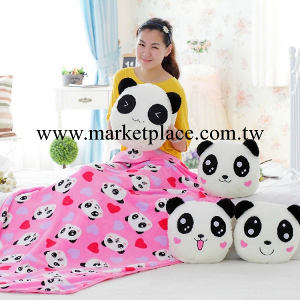 新款熊貓三合一 抱枕暖手空調毯兒童毯 手捂 暖手 靠墊抱枕工廠,批發,進口,代購