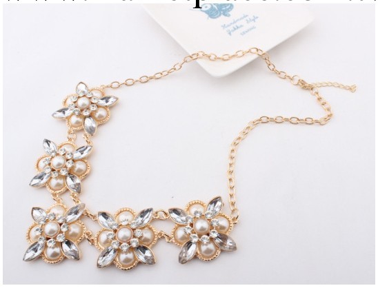 韓國明星款項飾-歐美風-超美花朵珍珠項鏈 時尚熱賣外貿首飾批發工廠,批發,進口,代購
