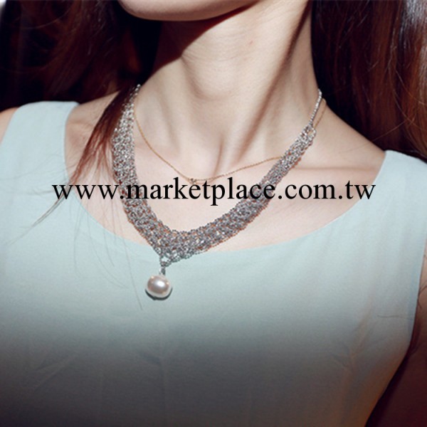 韓國熱賣 誇張珍珠鏈條項鏈波西米亞裝飾掛件短款項鏈女鎖骨鏈 女工廠,批發,進口,代購