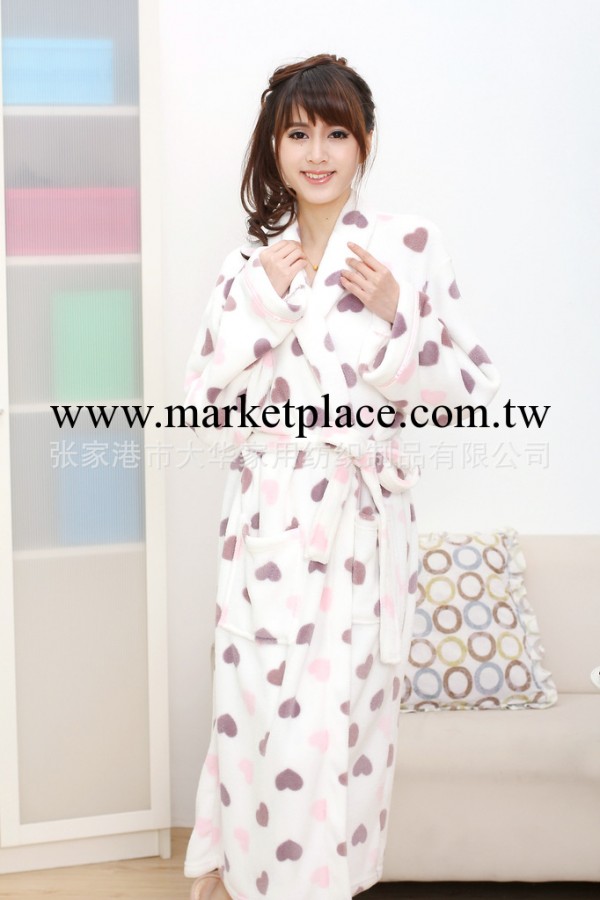 2012新款珊瑚絨睡衣 米白愛心睡袍浴袍工廠,批發,進口,代購