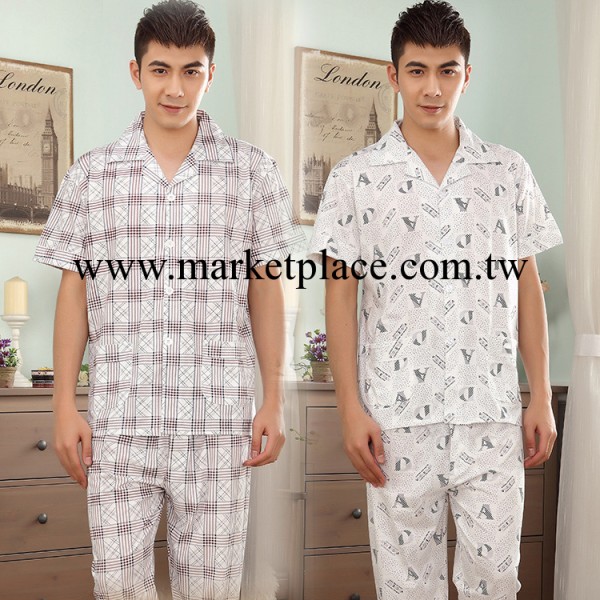 2014新款夏季男士睡衣棉質簡約自然休閒男式短袖傢居服套裝SJ工廠,批發,進口,代購