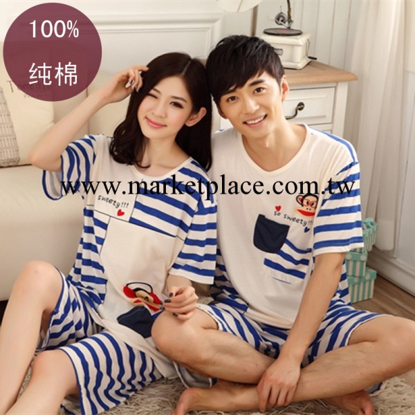 韓國pink大嘴猴情侶新款 夏季男女士睡衣純棉休閒居傢服套裝工廠,批發,進口,代購