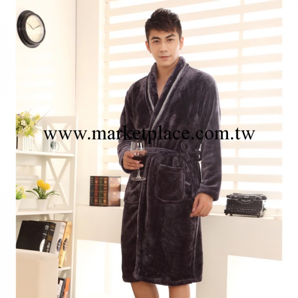 男士秋季水貂絨超柔睡袍純色長袖加厚睡衣傢居服套裝1921工廠,批發,進口,代購