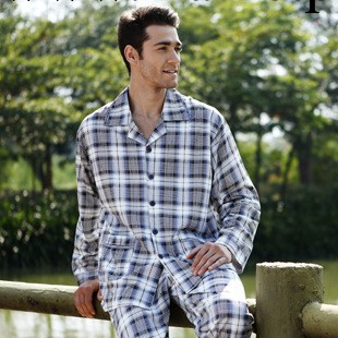 莎倩2014春季新款男士睡衣時尚簡約經典格子傢居服套裝C0951工廠,批發,進口,代購