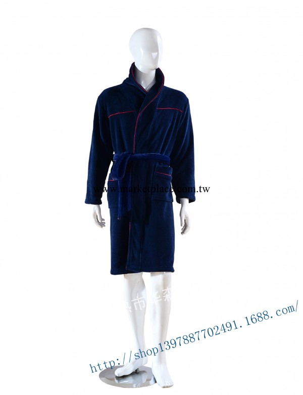 男士純色睡袍，秋冬法蘭絨睡衣工廠,批發,進口,代購