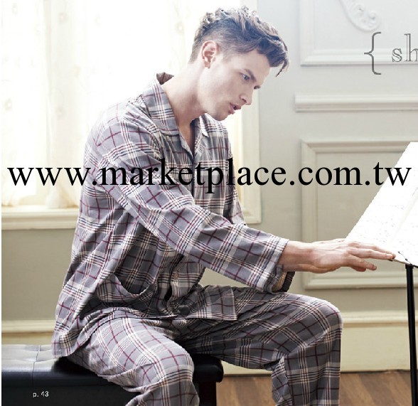 美之夢 專櫃正品2013春季新款男士格子純棉睡衣傢居服套裝 511001工廠,批發,進口,代購