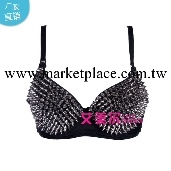 朋克黑灰色鉚釘胸罩 911 夜店女王塑形時尚性感女式外貿情趣胸罩工廠,批發,進口,代購