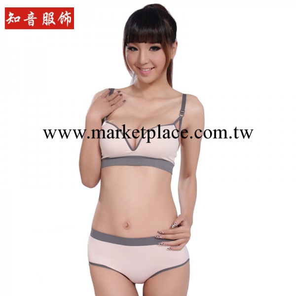 知音廠傢直銷無縫聚攏肩帶無鋼圈女士運動型胸罩bra 內衣內褲套裝工廠,批發,進口,代購
