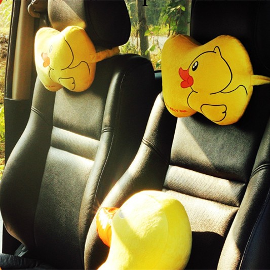 MDH 可愛小黃鴨汽車護頸枕頭車用頭枕靠枕 汽車飾品毛絨玩具 一對批發・進口・工廠・代買・代購