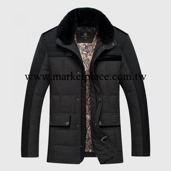 2014新款男士羽絨衣 冬裝加厚立領帶毛領休閒外套男工廠,批發,進口,代購