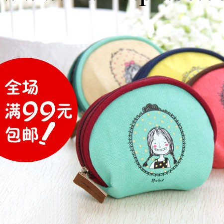 韓國時尚童年系列零錢包 半圓小帆佈大容量硬幣包工廠,批發,進口,代購