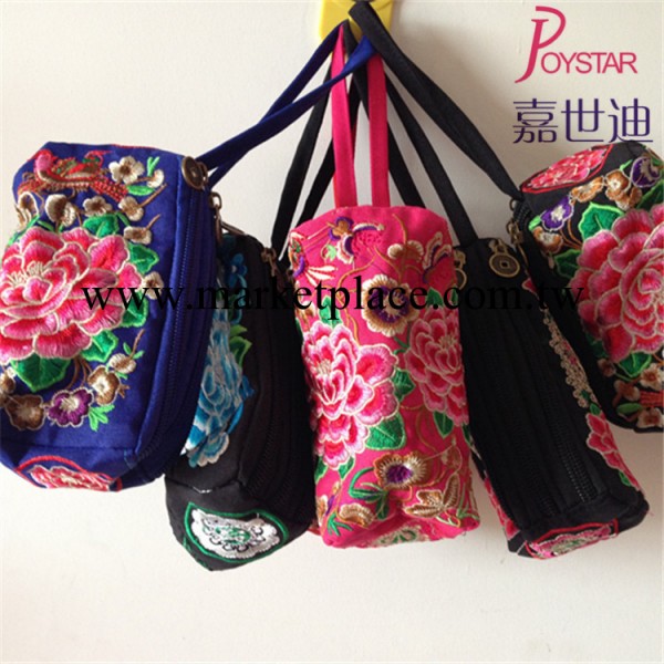 雲南民族風繡花零錢包 刺繡錢包繡花三層拉鏈錢包 三拉鏈小號工廠,批發,進口,代購
