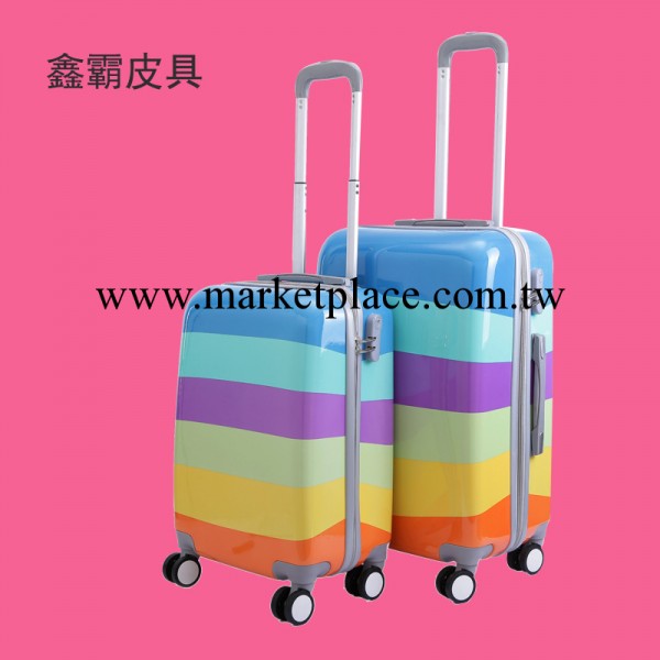 pc拉桿箱萬向輪行李箱彩虹條紋旅行箱學生拖箱20寸24寸男女箱子工廠,批發,進口,代購