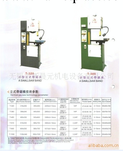 供應鋸床  蘇州喬鑫鋸床  小型立式帶鋸床T-360工廠,批發,進口,代購