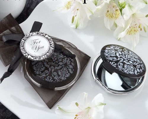 2010年新款 歐式婚禮禮品 黑色花紋圓形鏡子工廠,批發,進口,代購