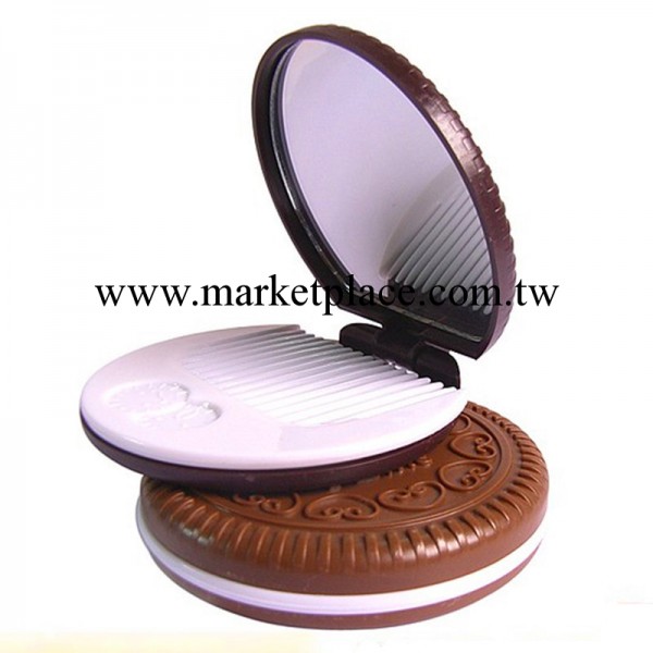 韓版創意傢居巧克力餅乾鏡梳 夾心化妝鏡 便攜鏡梳 隨身鏡子梳子工廠,批發,進口,代購