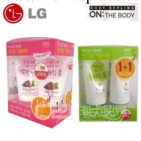 韓國進口批發 LG ON:THE BODY 天然水果 泡沫 奶油洗麵奶 120*2工廠,批發,進口,代購
