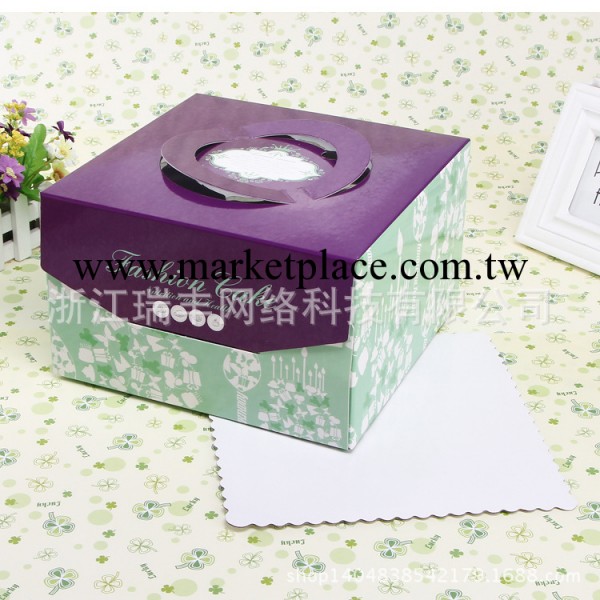 供應烘培包裝盒 點心盒 8寸紫夜燭光手提蛋糕紙盒 配底托 可定做工廠,批發,進口,代購