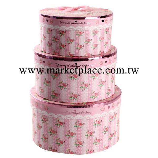 批發 韓式精美包裝盒 圓形玫瑰花蛋糕盒 粉色禮品盒三件套104512批發・進口・工廠・代買・代購