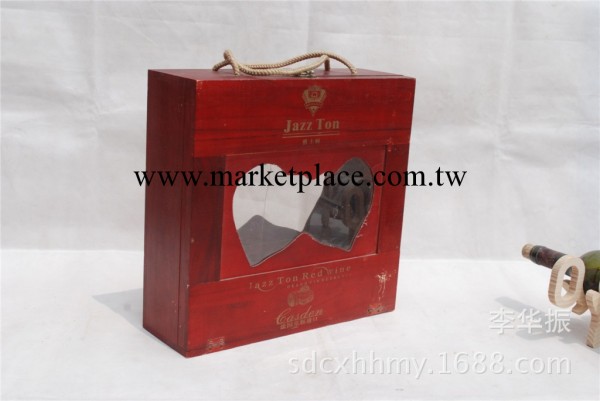 四支裝酒盒 透明酒盒復古手提紅酒盒 葡萄酒禮盒工藝酒瓶包裝木盒批發・進口・工廠・代買・代購