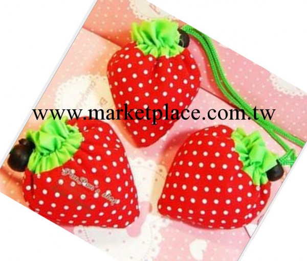 時尚可愛滌綸草莓折疊束口環保購物袋工廠,批發,進口,代購