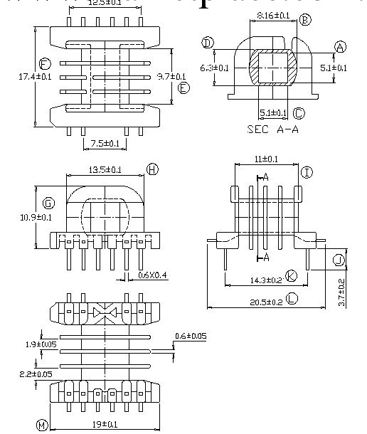 供應SMD骨架EE-19四槽 L腳4+6工廠,批發,進口,代購