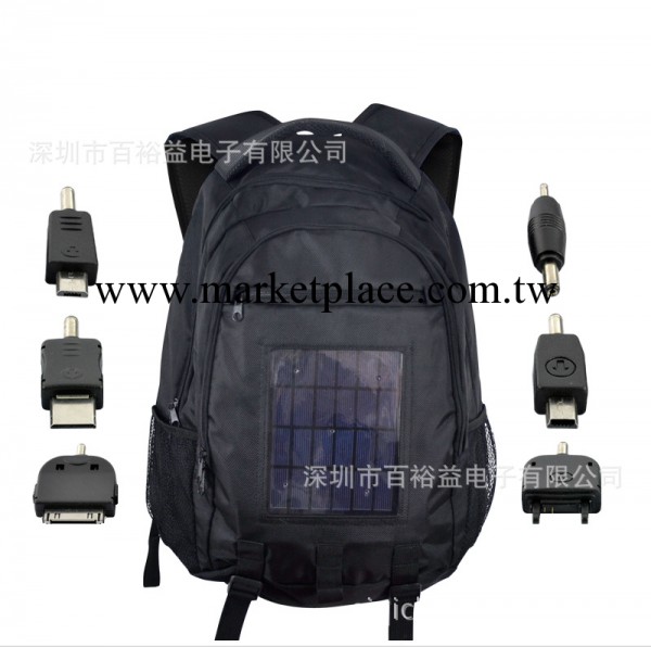 百裕益黑色時尚太陽能包雙肩多用途充電包太陽能電池充電背包工廠,批發,進口,代購