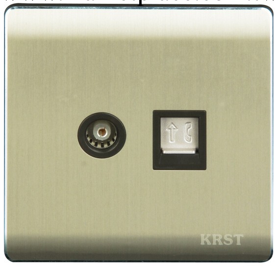 KRST土豪金  鋁拉絲  墻壁開關插座 傢用開關 電視+網線工廠,批發,進口,代購