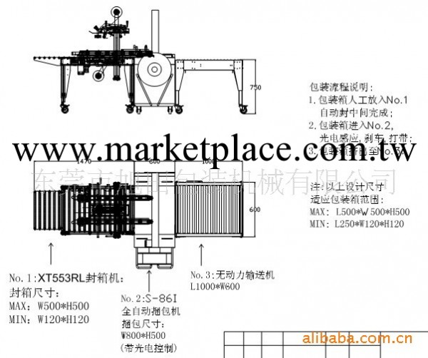 廠價直銷經濟型全自動封箱打包流水線、包裝線、無人化打包工廠,批發,進口,代購