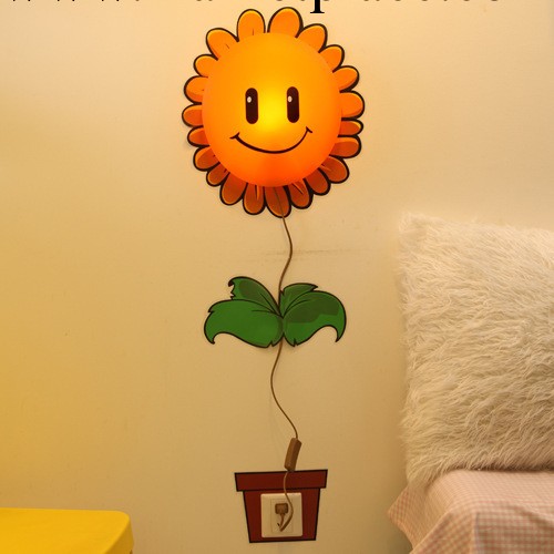 花顏3D墻紙壁燈兒童房壁燈臥室床頭燈卡通寶寶創意裝飾墻貼壁紙燈工廠,批發,進口,代購