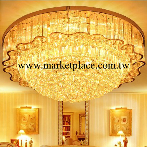 現代歐式客廳水晶燈金色圓形LED水晶吸頂燈臥室燈餐廳燈燈飾燈具工廠,批發,進口,代購