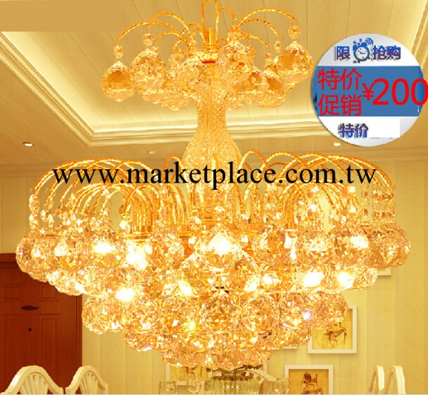 現代中式簡約水晶吊燈創意l臥室餐廳燈黃金色圓形室內燈飾燈具工廠,批發,進口,代購