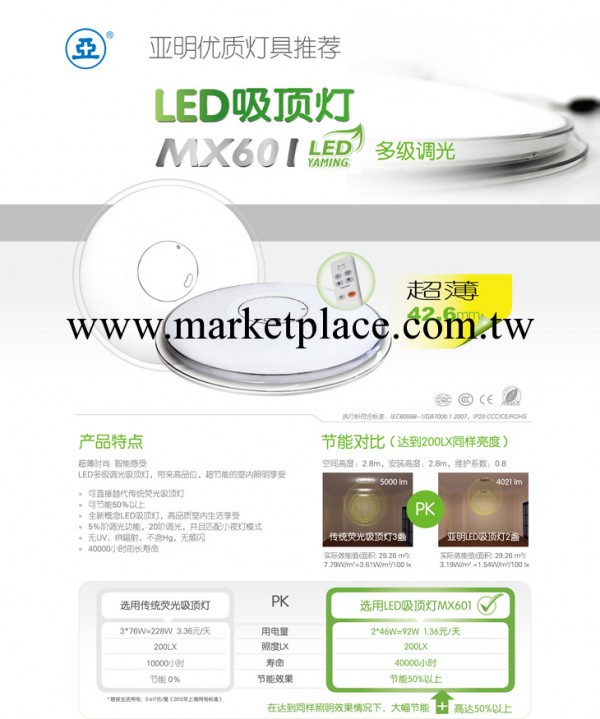 LED吸頂燈MX601亞明吸頂燈48W吸頂燈新款工廠,批發,進口,代購