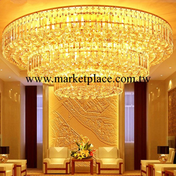 led金色水晶燈 圓形大客廳臥室餐廳吸頂燈直徑80cm 1 1.2 1.5 2米工廠,批發,進口,代購