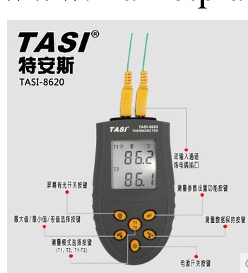 特安斯TASI-8620雙通道溫度計 K型熱電偶溫度計 數字溫度表測溫機工廠,批發,進口,代購